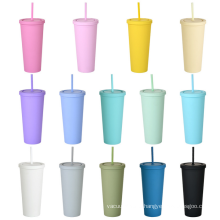 24oz multi color acrylic cup Travel tumbler Double wall reusable cup Modern matte tumbler Portable daily water cup for coffee